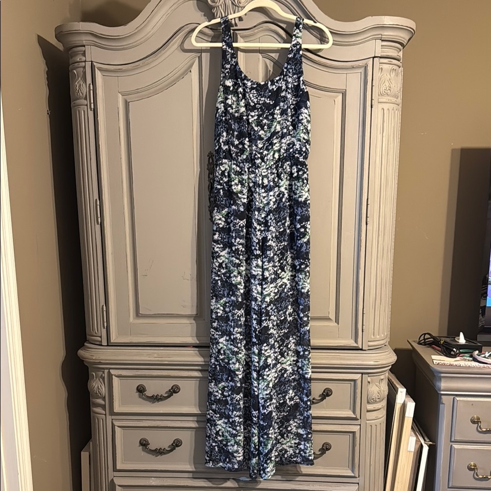 Blue and White floral Patterned Jumpsuit